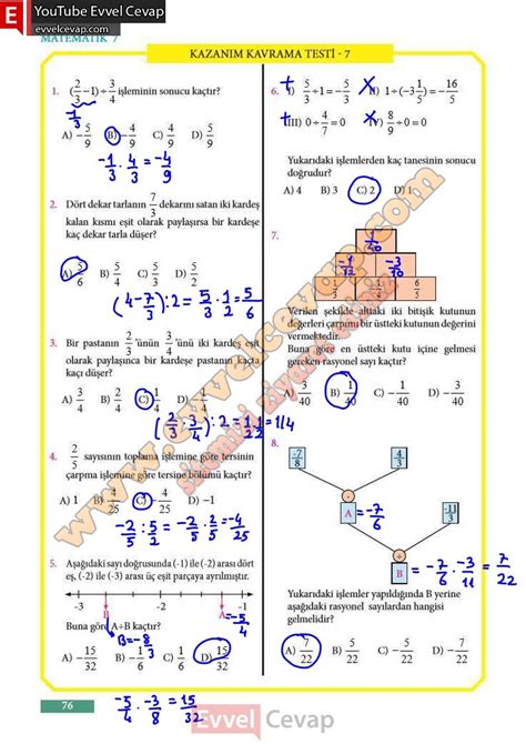 7 sınıf matematik kitabı sayfa 76 cevapları